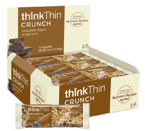 Think Products, ThinkThin Crunch, Mixed Nuts &amp; Chocolate, 10 Bars, 40 g Each