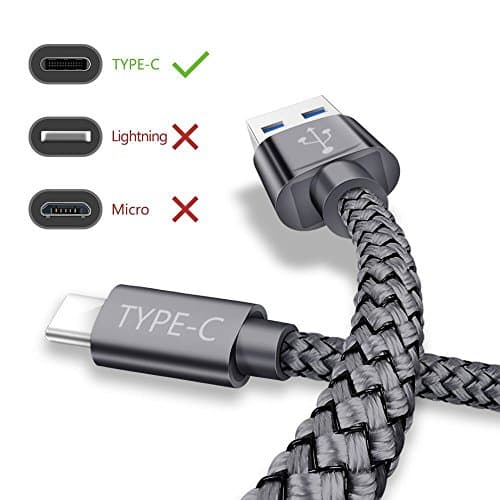 [3 Pack - 2 Micro USB Cable + 1USB C Charger Cord Cable] 1.5m/4.9ft Long Nylon Braided USB Charger Cord Cable Charging Lead for Samsung Galaxy S8 S8+ Note 8, Sony Xperia XZ, Huawei P9 P10, LG V20 G5 G6, Nexus 5X 6P, HTC 10 U11S6/S7, Samsung Note 4/5, Nexus, LG, Sony, HTC, Motorola, Kindle, Nokia and More