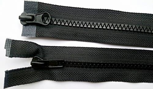 BLACK Plastic CHUNKY 2 WAY Opening ZIP OPEN ENDED 6 mm 20 to 32 Inch Long (30 Inch / 76 cm)