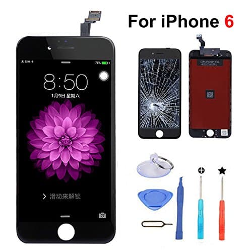 LCD Display Touch Digitizer Screen Assembly Replacement for iPhone 6 with Tools (Black)