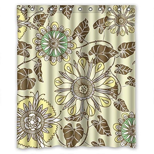 ZEEZON Polyester Flower Bathroom Curtains Width X Height / 60 X 72 Inches / W H 150 By 180 Cm Best Choice For Kids Girl Husband Kids Girl Bf. Modern Design - Fabric