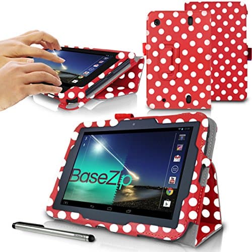 Basezip Tablet Essentials - Protective Case Cover (Polka Dot Print) for Tesco Hudl Tablet with Integrated Stand Function, Penloop &amp; Stylus Pen (Hudl 2013)