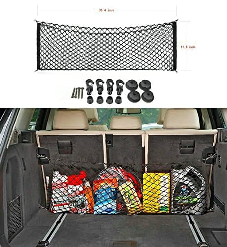 SunnyKun Black Universal Adjustable Elastic Stretchable Car Tailgate Nets with Hooks Car Rear Trunk Organizer,Storage, Mesh, Nylon, Bungee For Car,SUV, Truck