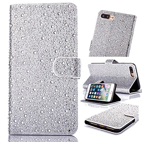 iPhone 6S Plus Case,iPhone 6 Plus Leather Case,iPhone 6 Plus/ 6S Plus Cover with 5.5 inch Screen,Flip Wallet case for iPhone 6S Plus,Cool 3D Bling Glitter Diamond Raindrop Pattern Leather Stand Function Flip Kickstand Magnetic Book Wallet with Card Slot Holder Protective Cover Case for Apple iPhone 6S/6 Plus 5.5