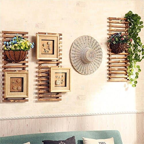 Rustic Style Wall Hanging Shelf Display Cabinet Unit Chic Vintage Ladder Hooks Climbing Plants