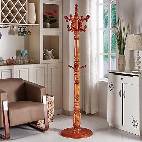 YMJ Coat rack Solid Wood Coat Rack Bedroom Floor Assembly 180cm Hanger Indoor Hall Backpack Storage Shelves, 4 Double Hook (Color : 2#)