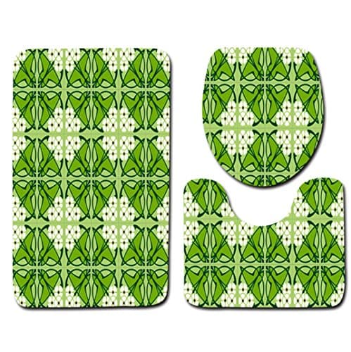 Bathroom Mat Set Rainbow Rose Pattern Bath Rug Bathroom Anti Slip Shower Mat and Toiler Mat Sets , 4