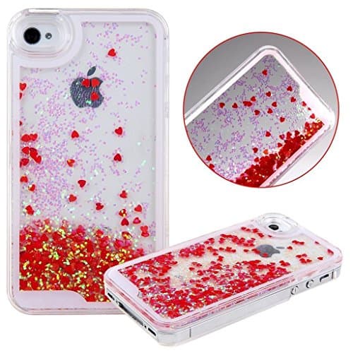 Yaobai-2015 Hard Case for iPhone 6 ,Case for iPhone 6 ,Cover for iPhone 6,Transparent Case for iPhone 6 4.7", Flowing Sparkles Shinny Glitter Bling Stars Powder Love Hearts Anti Scratch Bumper Protective Clear Hardcase Cover for Apple iPhone 6 4.7-inch