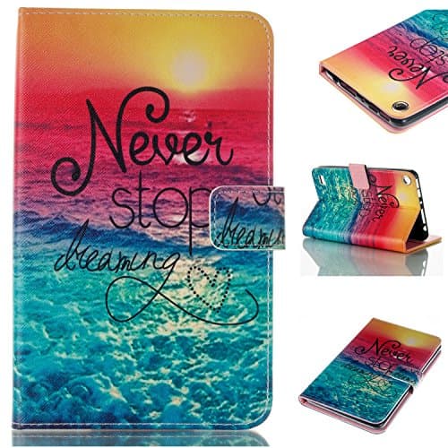 Fire 7 Inch 2015 Tablet Case, Premium Slim PU Leather Case Folding Standing Protective Shockproof Shell Cover with Wallet Card Slots (will only fit Fire 7" Display 5th Generation - 2015 release)