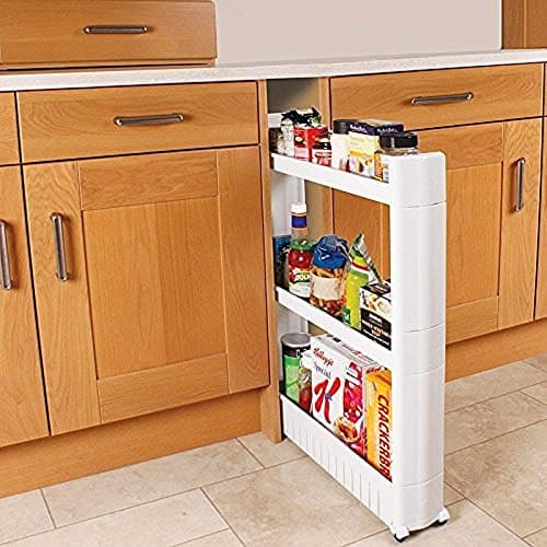 MareLight Slim Slide-Out 3,5-Tier Storage Tower - Ideal in Your Kitchen, Bath and Laundry Rooms! (3 Tier)