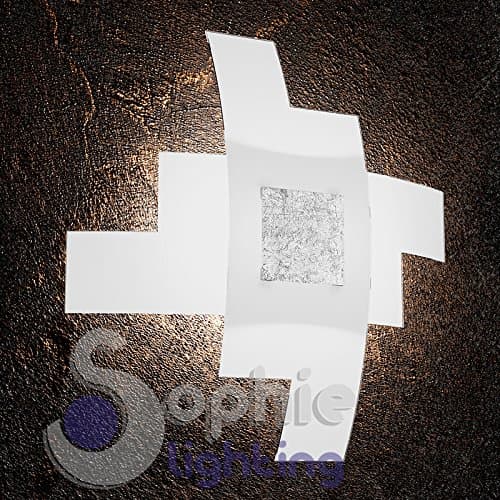 Ceiling light ceiling lamp 55 x 55 Modern Design Elegant Cross Overlapping Minimal 2 Glass Silver Leaf Steel Living Room Bed Bath Tetri 55 Ago Sophie Lighting