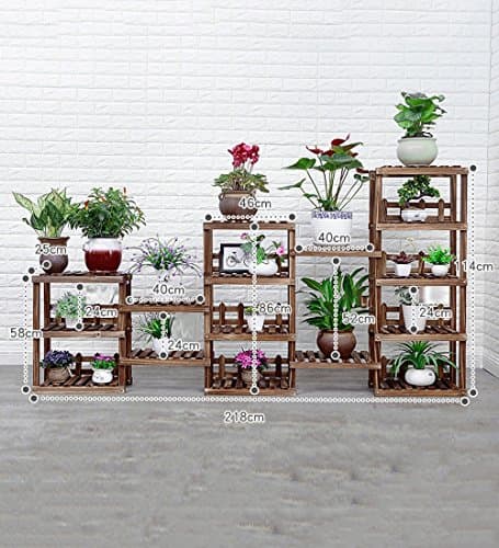 ZENGAI Solid Wood Flower Pot Rack Large Size Combination Storage Shelves Multipurpose Indoor And Outdoor Offices Plants Floor Display Stand, 2 Colors (Color : Brown, Size : 5+4+3)