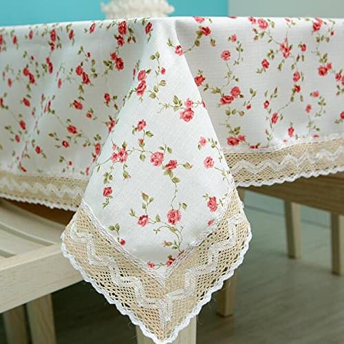 Dabbie Pastoral fabric rectangular table lace tablecloths cotton linen tablecloths red flowers