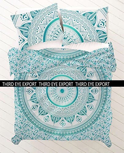 Third Eye Export NEW Ombrey Full Indian Medallion Queen Size Cotton Doona Duvet Cover Set Hippie Bohemian Mandala Blanket Quilt Cover Bedspread Bedding Comforter Cover With Pillow Covers by Third Eye Export