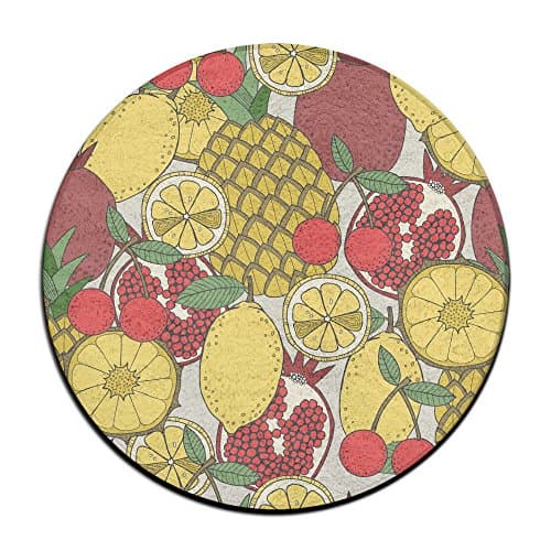 Yo Ou Round Area Rug Fruit Patterns Soft Anti-skid Living Bedroom Rug Front Door Mat Inside Outside Mat Rug Pads