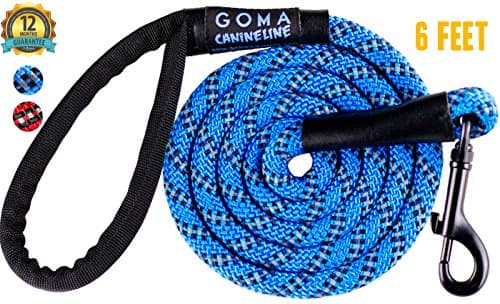 GOMA reflective Dog training Leash- Quality Pet Lead no-pull nylon increased safety for night walking - for Medium and Large breeds - ergonomic anti slip grip made with mountain climbing rope…