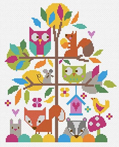 The Stitching Shed Forest Fun Counted Cross Stitch kit, Multicolor
