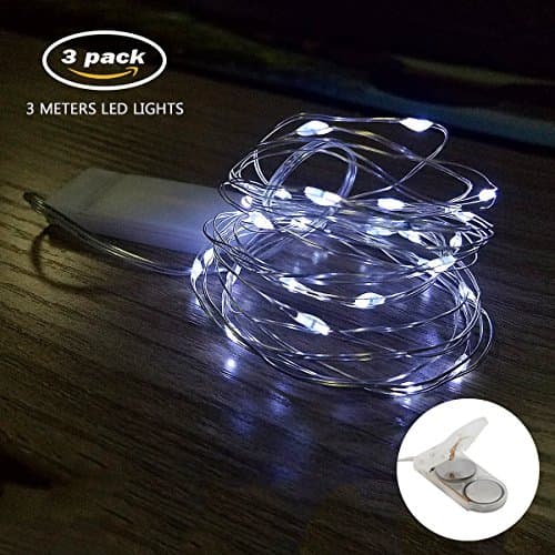 3pcs 30 LED Micro Silver Wire Indoor Battery Operated Firefly White String Lights Wine Bottles String Lights by Festive Lights Perfect For Christmas, Crafts, Xmas Tree Or Wedding Decoration