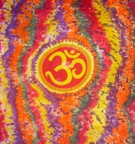 TRIPPY TIE DYE OM ART KING DOUBLE BEDSPREAD BACKDROP WALL HANGING TAPESTRY THROW DECOR