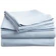 Maine Made CinchFit EXTRA WIDE SPLIT KING Adjustable Bed Sheet Set 300TC 5PC 100% Cotton (Light Blue)