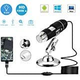 USB Microscope,1000 x High Resolution Digital Mini Microscope Camera with OTG Adapter and Metal Stand,Compatible for Micro USB Type-C Android, Windows Mac Linux