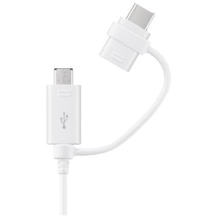 FULL Power 5A MicroUSB and USB TypeC Combo Cable Compatible for Sony Xperia L1 Provides True USB Fast Quick Charging Speeds! (WHITE)