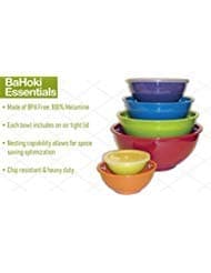 BaHoki Essentials 6 piece Serving Nesting Melamine Mixing Bowls with Lids Set for Kitchen, Air Tight, BPA Free, Stackable