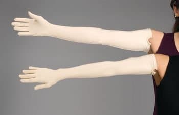 DSS Rolyan Compression Gloves, Shoulder Length (929328 Right Medium Full finger Seams on the outside)