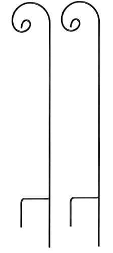 Ashman Shepherd Hook 65 Inch Curled (2 Pack), 1/2 Black Inch Diameter, Solid Metal for Hanging Plant Bird Feeders, Mason Jars, Flower Basket, Christmas Lights, Lanterns, Garden Stakes, and Weddings