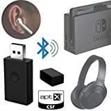 Low latency Bluetooth dongle wireless audio transmitter for Nintendo Switch PS4 PC Mac CSR aptX LL solution (Black) to connect Airpods Bluetooth Headphones Sound bars