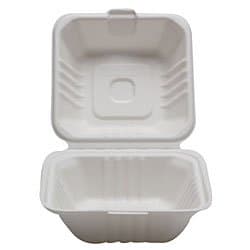 6" Bagasse Ripped Hamburger Clamshell