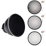 ULTRAPURE 7"/18cm Standard Reflector Diffuser with 20 40 60 Degree Honeycomb Grid for Bowens Mount Studio Flash Light