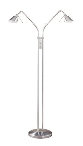 Kendal Lighting FL4048-2-SN Portable Task/Reading 2-Light Floor Lamp, 42", Satin Nickel