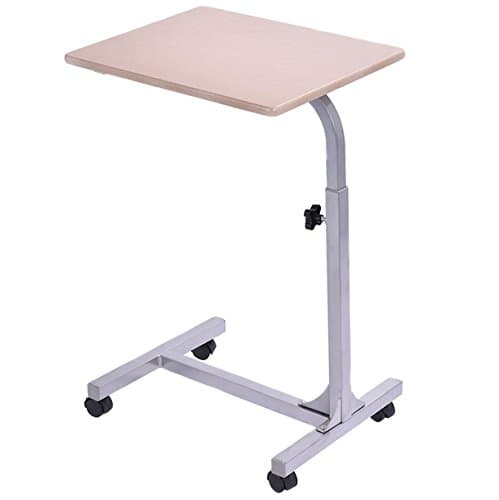 Adjustable Laptop Notebook Rolling Overbed Table Stand Holder Cart Adjustable Height Home Office Work Station Workstation Metal Frame Laptop Computer Desk 4 Swivel Casters For Easy Mobility