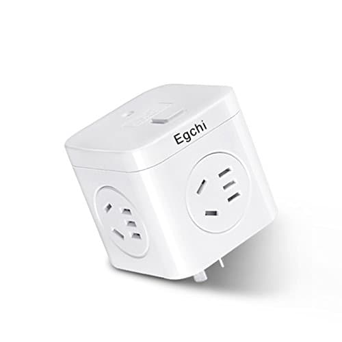 Egchi Multifunction Socket，2 Outlet Grounded Travel Plug Adapter Type I for Argentina, China, Australia, New Zealand - CE Certified