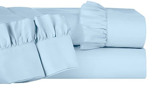 Cathay Home Hudson &amp; Main Ruffle Hem Microfiber Sheet Set King Blue bell