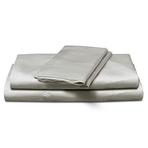 4-Piece Super Soft Silky Satin Bed Sheet Set, Multiple Colors (King, Silver)