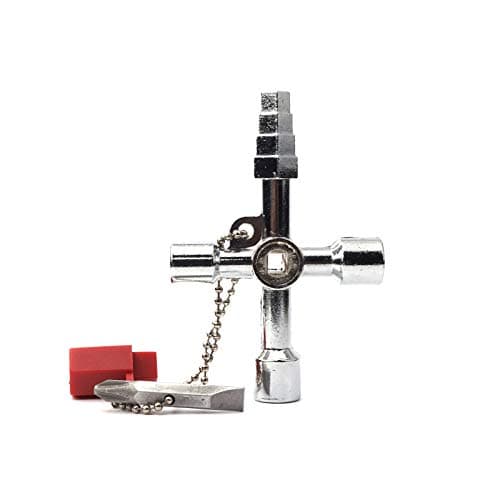 5in1 Triangle Utility Key Cross Train Elevator Switch Key Wrench with Pagoda Head for Train Electrical Elevator Cabinet Cupboard Box (Silver with Pagoda Head)