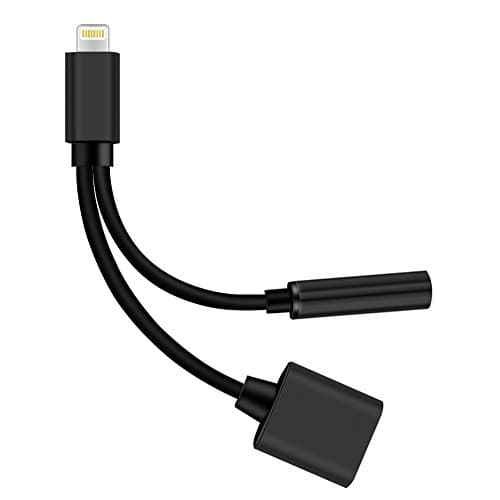 GPDSTAR 2 in 1 Lightning Headphone Jack Adapter for iphone 7,3.5mm Audio Adapter,Supports IOS 11