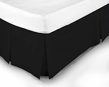 Starhomeware Plain Dyed Poly Cotton Platform 68 Pick Base Valance Sheet Box Pleated in Different Colors and Sizes (Single, Black)
