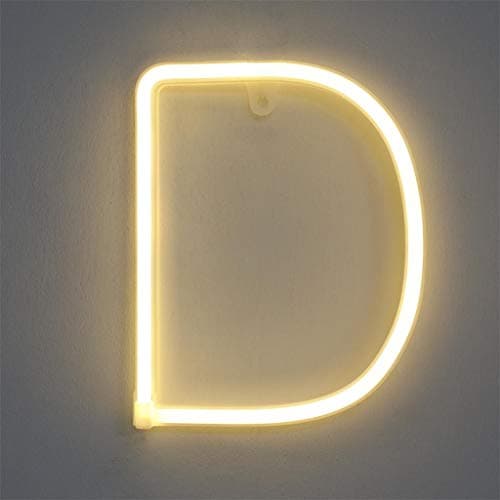 LEEDY English AlphanumericLight LED Battery Section Warm White Light Letters Alphabet Letter Lights Creative Night Lamp Decor for Home Party Bar Wedding Festival Decorative (D)