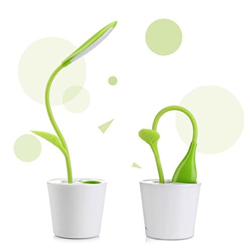 3 Level Dimmable USB Desk Lamp Sapling Pen Container LED Table Lamp Adjustable Light Green