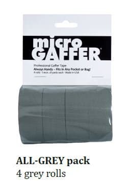 BarnDoor Lighting MicroGaffer (4) Grey Micro Gaffer Tape Rolls 1" x 8yds