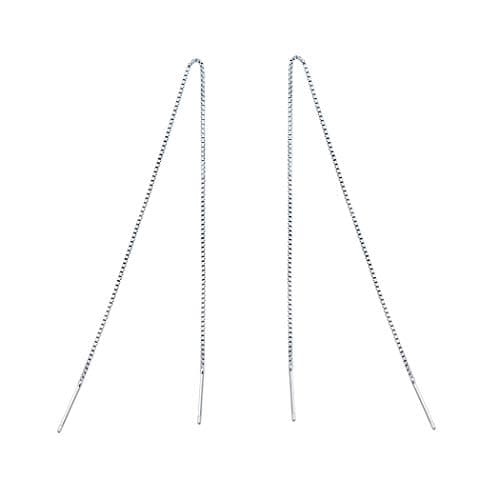 Chereda925 Silver Earring Bar Tassel Threader Pull Through Chain Dangle Drop Earrings