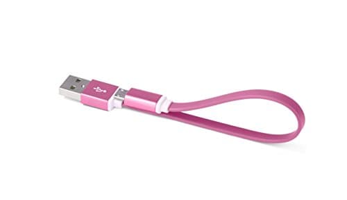USB to micro USB Short Flat Charging Cable with metal connector for Android device and power bank charge by COSMOCAT (0.65 ft /0.2 m) (Pink)