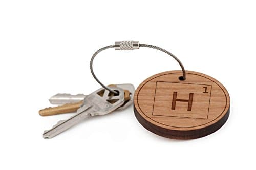 Hydrogen Keychain, Wood Twist Cable Keychain - Large