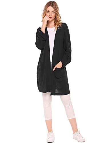 Women's Kimono Cardigan Open Front Jacket Solid Sweater with Pockets S