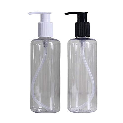 2PCS 300ML 10.2OZ Transparent Empty Plastic Lotion Bottles with Random Color Pump Head Emulsion Shower Gel Shampoo Conditioner Storage Holder Refillable Cosmetic Container Jar Pot for Travel