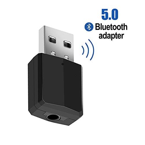 Bluetooth 5.0 Transmitter Receiver, 2 in 1 Portable Mini Wireless Audio Adapter Receiver 3.5mm Aux for PC TV Headphones Car Home Stereo, Home Audio Streaming System, USB Power Supply