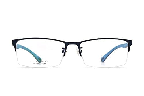 Danillsson™ Unisex Semi-rimless Titanium Mixed Wide Size Rectangular Prescription Eyewear Frames,Deep Blue